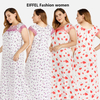 Frauen Nachthemd Mode Cartoons Lose Schlafkleid O Hals kurzärmelig Sommer Mid Freizeit Nachtschwelze dünne Milch Seidenpyjamas