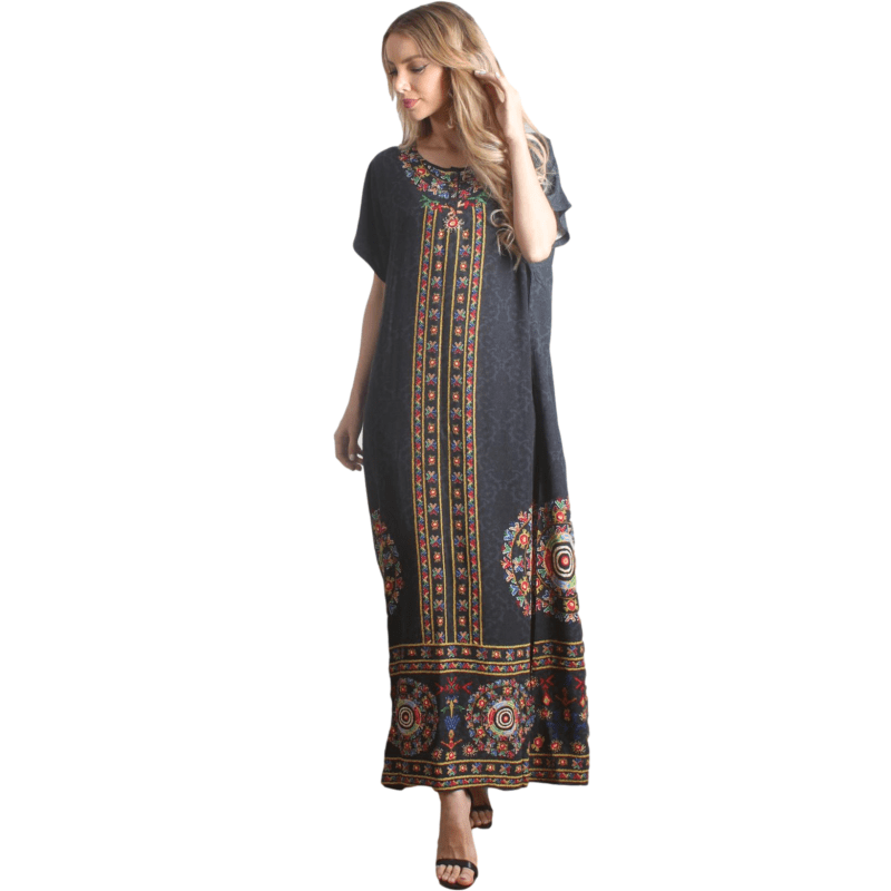 New Dubai ladies Middle East robe Muslim ethnic features printed women dress