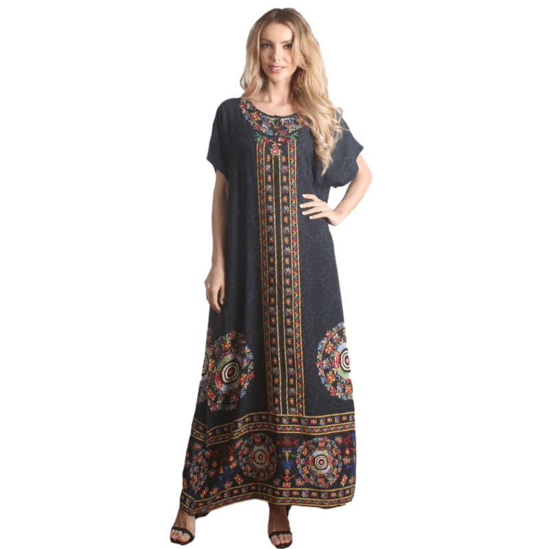 New Dubai ladies Middle East robe Muslim ethnic features printed women dress