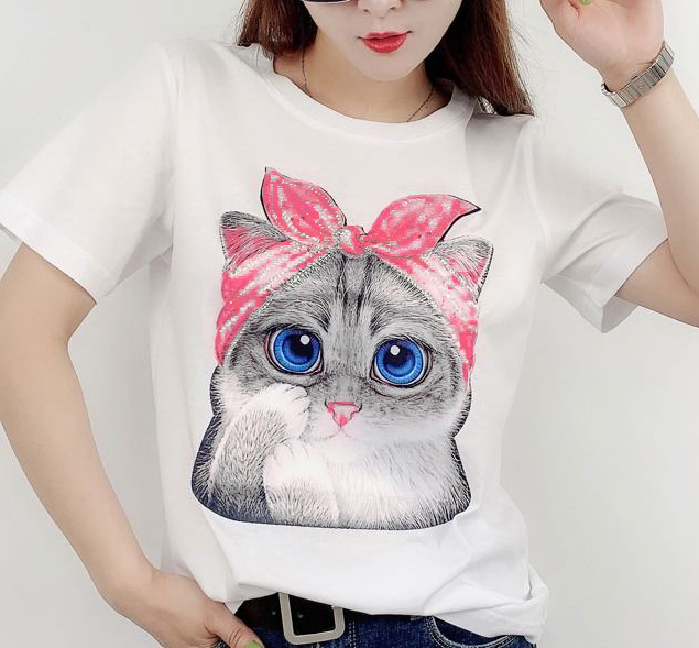 Wholesale 100% Cotton Summer T-shirt Puff Printing Custom Design Print Cotton Tshirts For Women