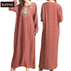 Klassische Langarm -Kleider Maxi Arabisch Kaftan Sticked Patch Long Kleid 