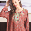 Klassische Langarm -Kleider Maxi Arabisch Kaftan Sticked Patch Long Kleid 
