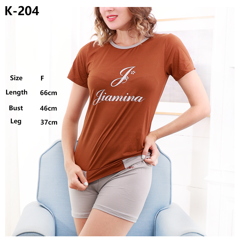 Women's Home Wear Lapel Short Sleeve Pants Shorts 2Pcs Sets Sleepwear Korean Cartoons Pajamas Leisure For Lady