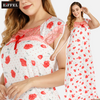Frauen Nachthemd Mode Cartoons Lose Schlafkleid O Hals kurzärmelig Sommer Mid Freizeit Nachtschwelze dünne Milch Seidenpyjamas