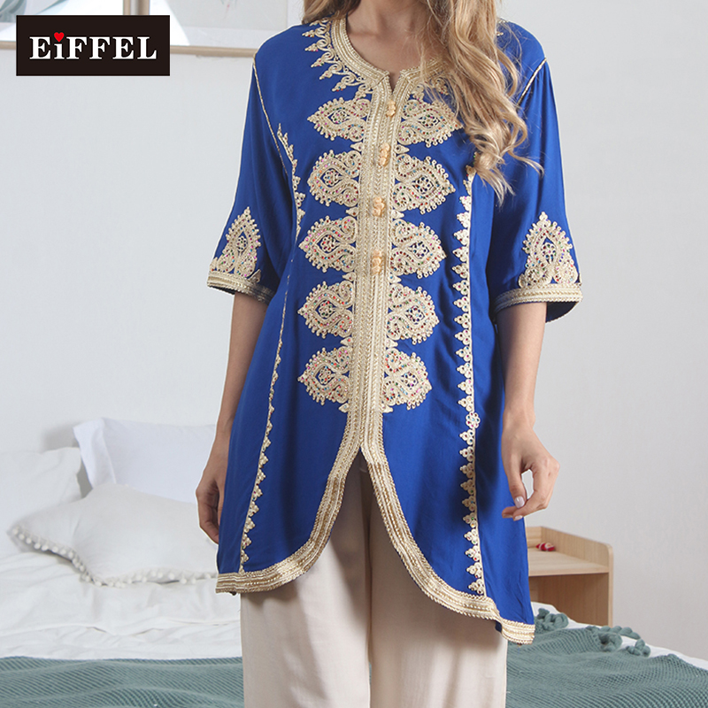 New arrivals embroidered islamic plus size women casual Spun rayon twill suit