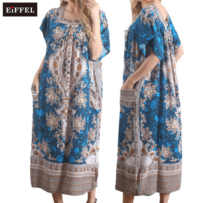 New arrivals fashion print islamic abaya plus size women casual dresses