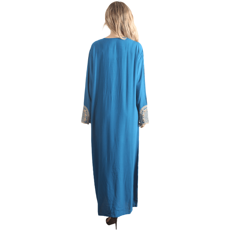 Blue Women's Rayon Long Sleeve Kaftan