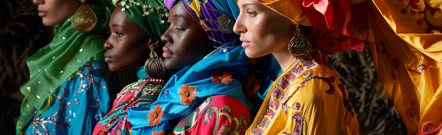 A family wearing Kaftans at a traditional celebration