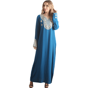 Blue Women's Rayon Long Sleeve Kaftan